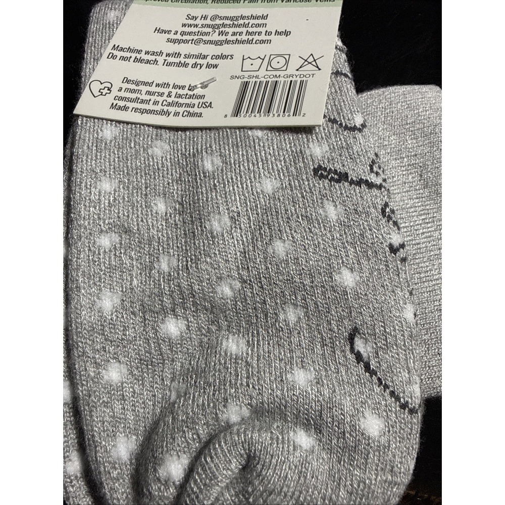 Snuggle Shield Luxe Protection Bamboo Compression Socks Gray Polka Dot 10-15mmHg - Picture 4 of 6